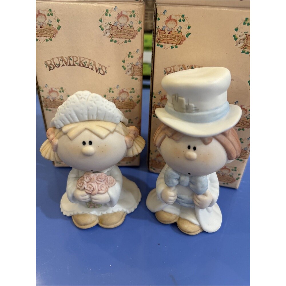 Bumpkins Blushing Bride & Anxious Groom Figurines Wedding Table Cake Topper 1996